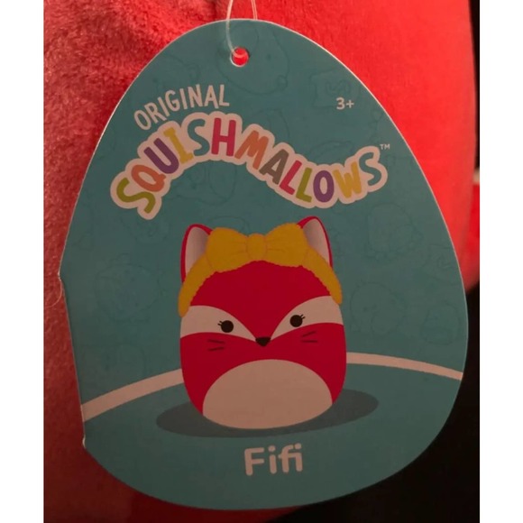 Squishmallows Official Kellytoy Red Fifi Fox Wearing Yellow Headband 8” - Picture 2 of 3